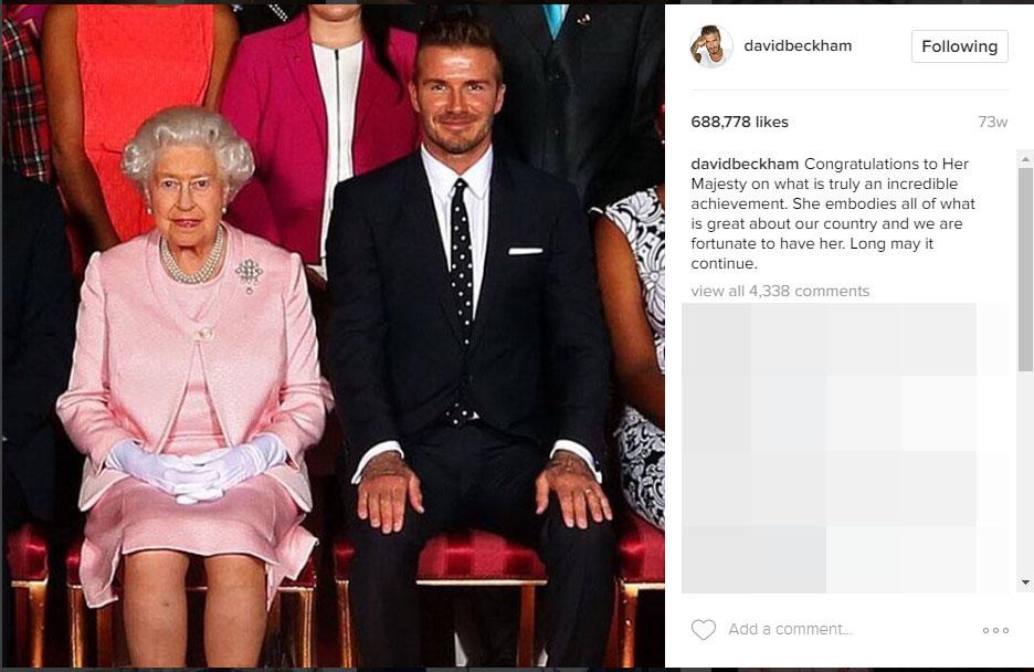  David Beckham next to The Queen in heartwarming post