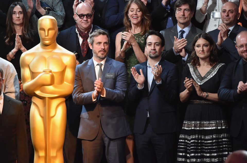  Composer Lin-Manuel Miranda and other nominees pose together