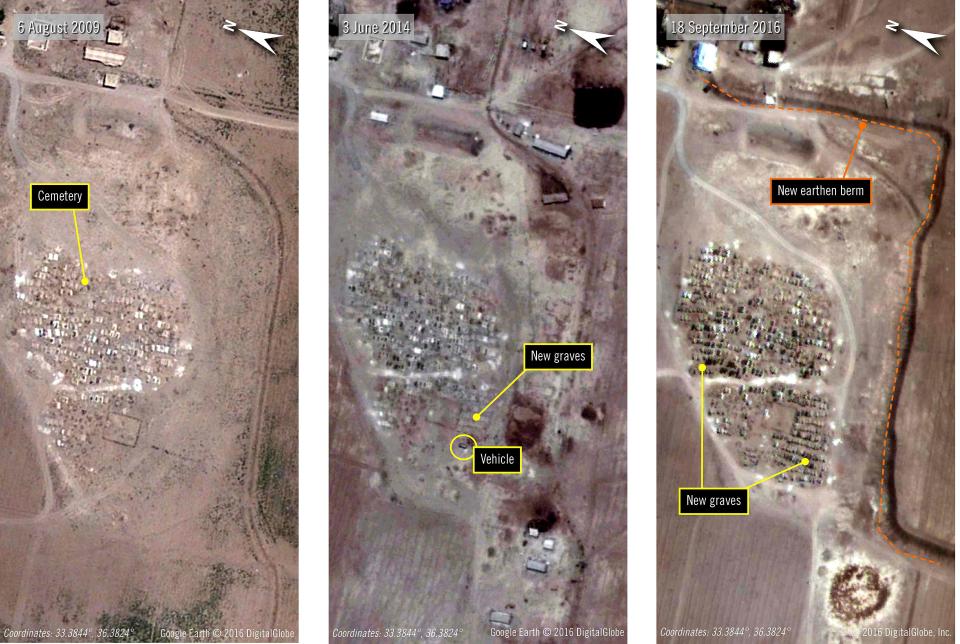  This image shows the increasing number of mass graves over a seven-year period