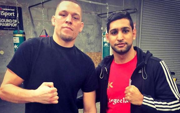  Nate Diaz and Amir Khan have posed for a photo together at Andre Ward's gym