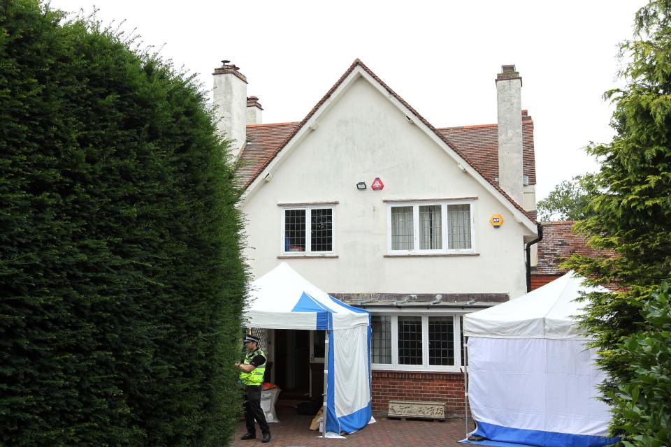  Police forensics at the home of author Helen Bailey, 51, who was found dead at her home in Royston, Hertfordshire