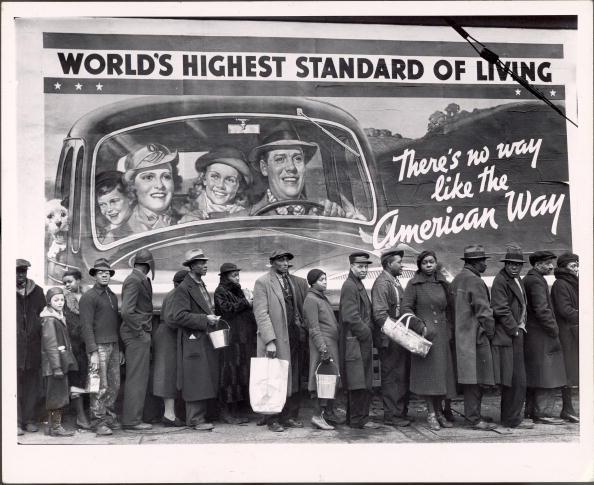  1937: Flood victims queue to get hold of basic necessities of life following the Great Ohio River flood