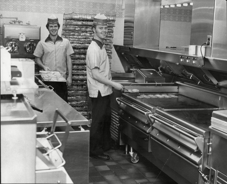  1974: Kitchen staff in the McDonald's franchise outlet in Woolwich, London