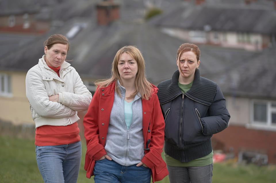  The cast of the BBC drama The Moorside, which stars Sheridan Smith as Julie Bushby and Gemma Whelan as Karen Matthews