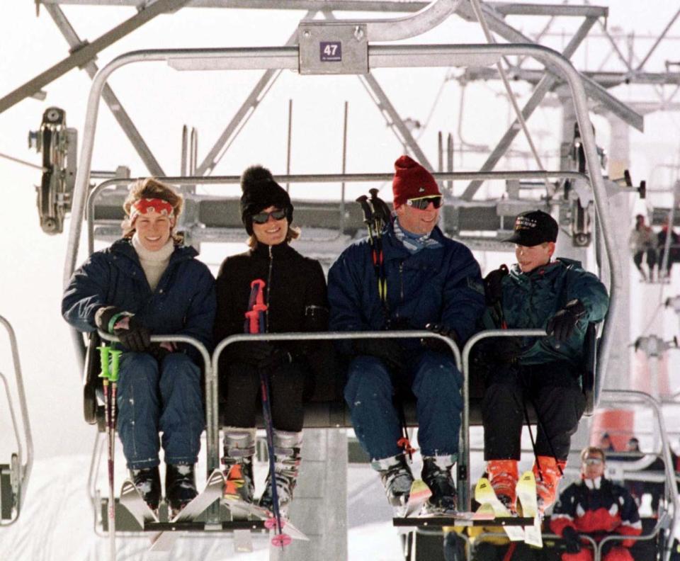  Palmer-Tomkinson holidayed with the Royals. She is pictured here on a ski trip to Switzerland with Charles and Prince Harry