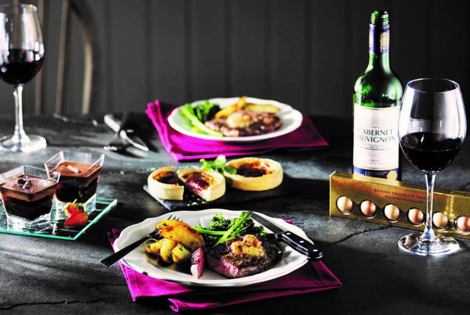  Asda are offering a full meal including a bottle of wine and a box of indulgent chocolates