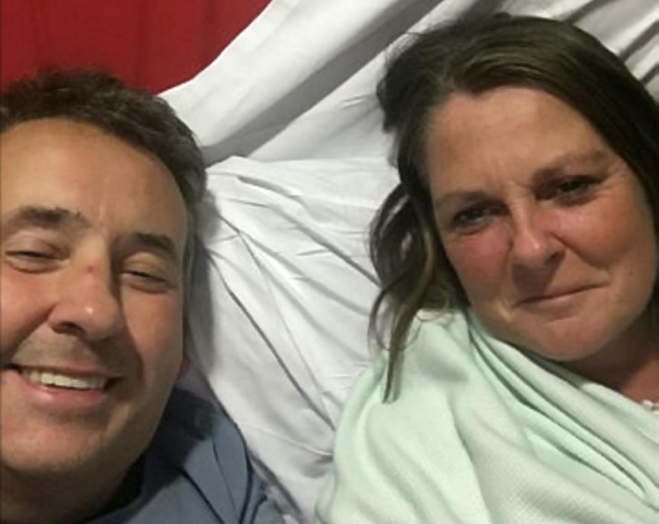  Stewart Vine, with his wife Sarah, could have his foot amputated after scraping his toe on the bottom of a swimming po0l