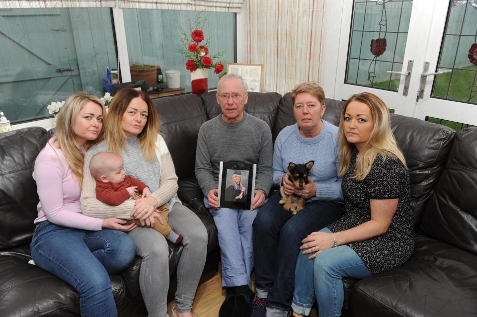  Family of Lyndsey Borman from left Niki Borman, Lisa Beet Joey Allison, Alan Borman, Gail Borman, Carla Borman and Lyndsey's dog Dolly at the family home in Hessle