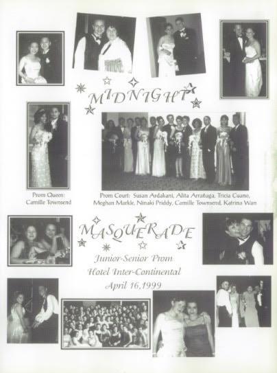  A yearbook montage of photos from the Immaculate Heart High Midnight Masquerade prom in April 1999 in Los Angeles