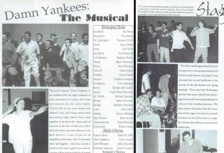  A year book page shows photos of Immaculate Heart's production of Damn Yankees!