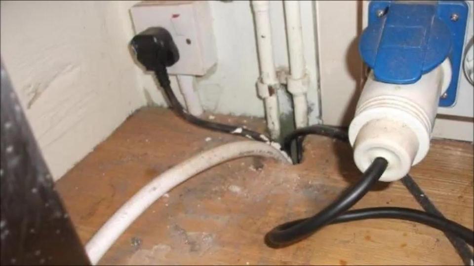  The floor near electrical sockets was seen to be caked in dirt