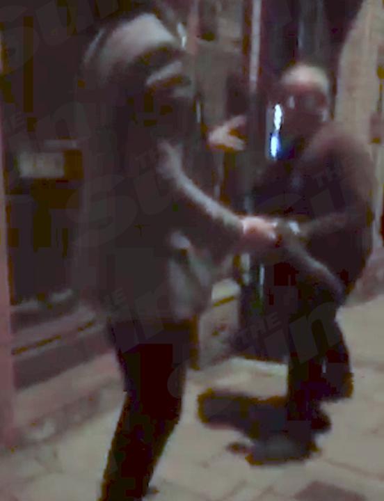  In the video, Davies accuses the older man of hitting a girl while she was down - the girl can be heard saying that he 'didn't' hit her