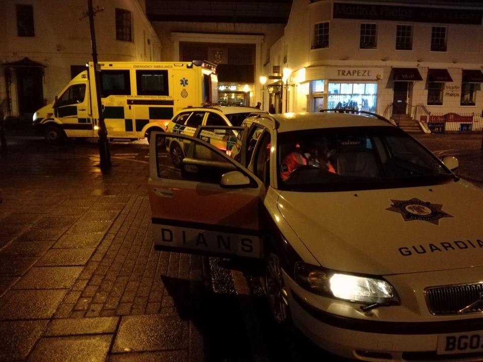  The Cheltenham Guardians, seen here at an incident in Regent Street last night, reported a very strange altercation involving two middle aged women  on their Facebook page