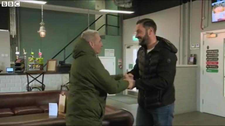  Former homeless man Phil Webb, left, is reunited with good Samaritan Stephen Webb who helped to save his life