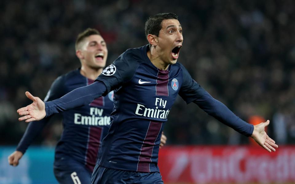  Di Maria opened his arms after celebrating PSG's third goal