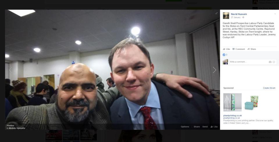  Navid Hussain has posed for photos with Labour's candidate Gavin Snell