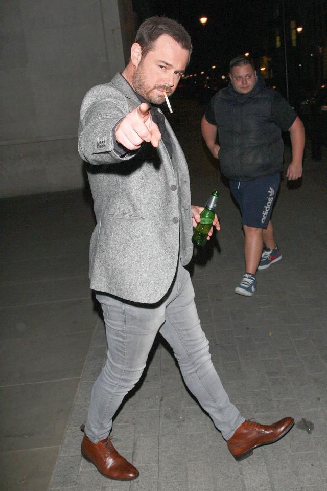  Here's looking at you . . . Danny Dyer with beer and fag after a showbiz bash