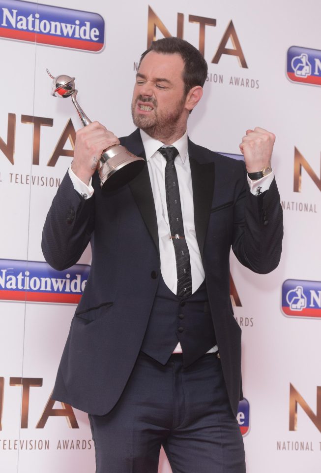  Bad form . . . Danny Dyer clutching award at 2016 NTAs