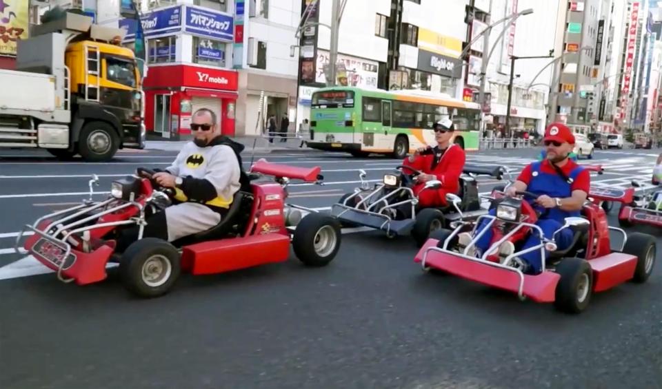  Competitors dressed up for the race armed with 'weapons'