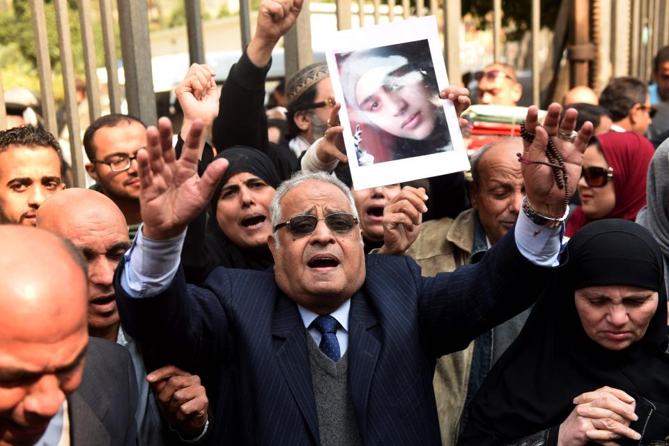  Relatives of the dead upon hearing the judgement today in Cairo