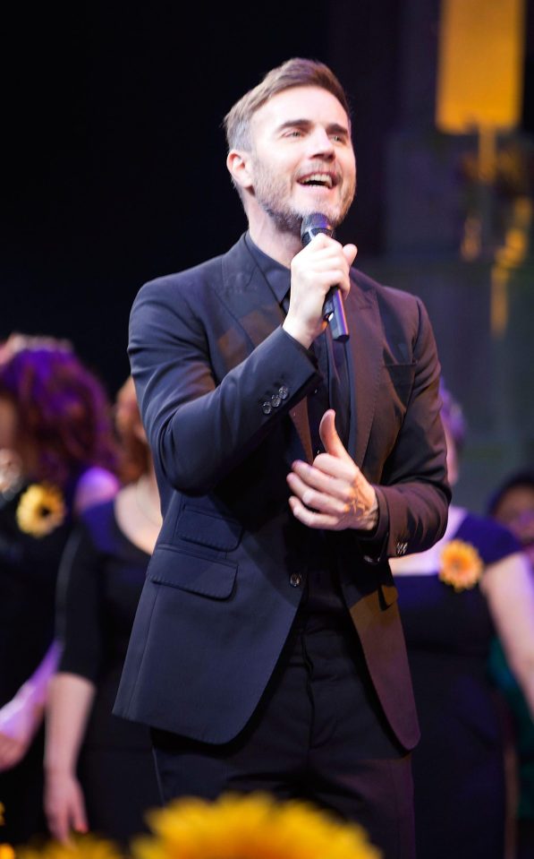  Gary Barlow got up on stage during the curtain call of "The Girls" fundraising gala