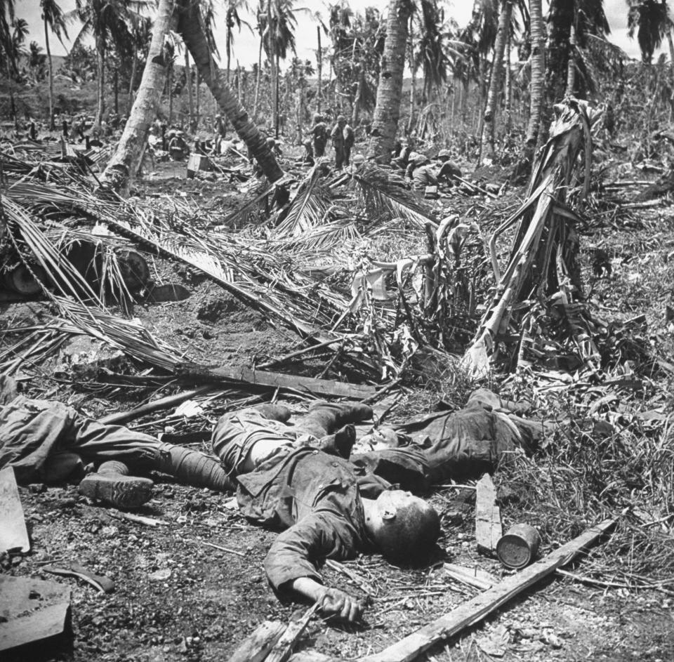  Casualties lay strewn across the battlefield following an attack on the Orote Pennisula