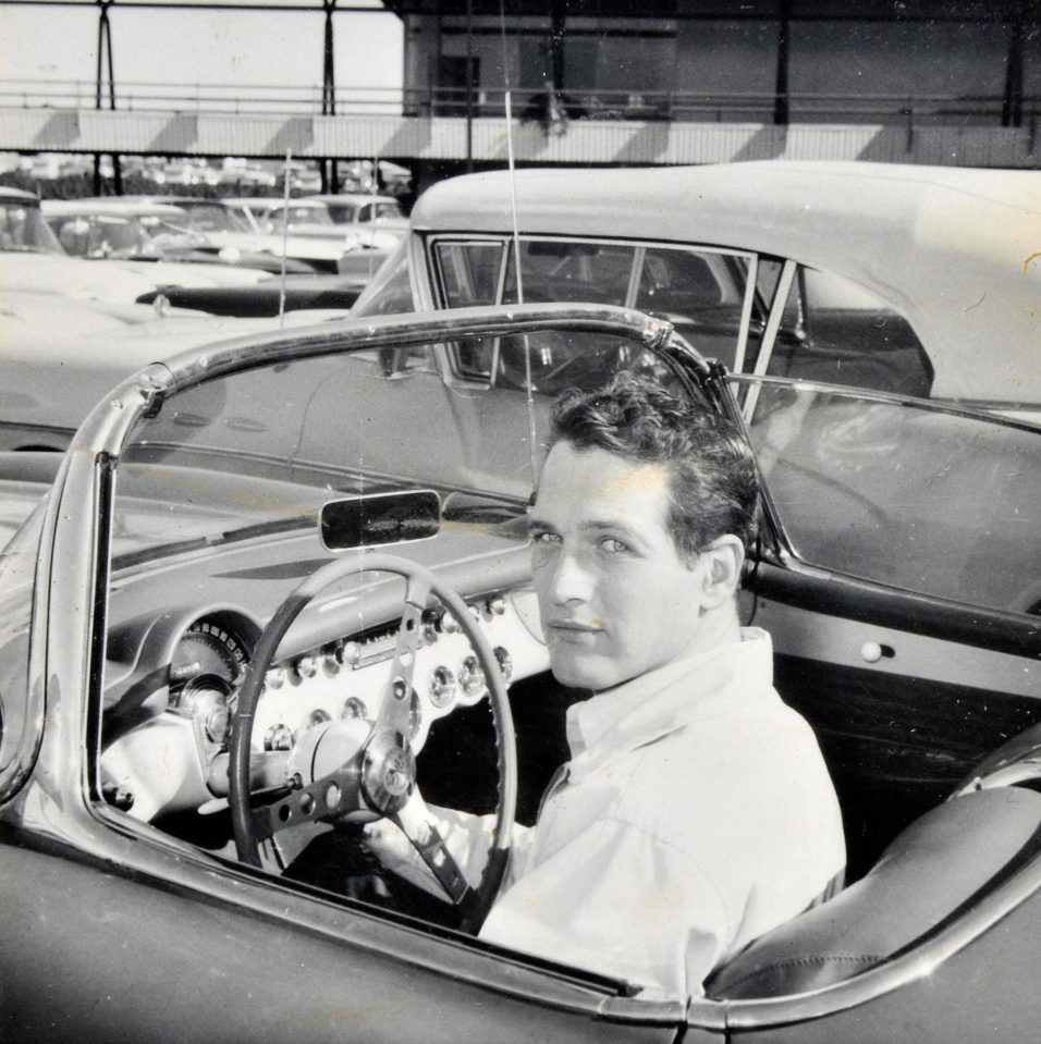  Young screen legend Paul Newman in his open-topped car