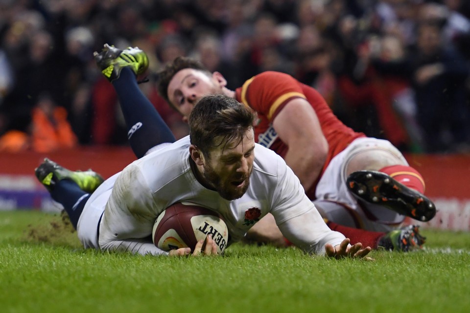 Elliot Daly scores the late winning try as England saw off Wales in Cardiff