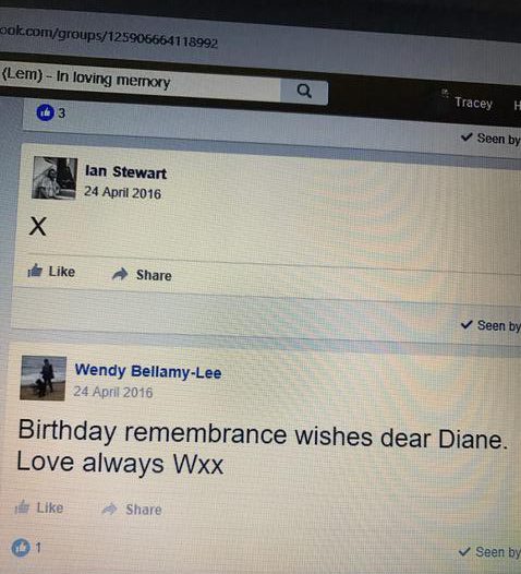  The evil husband posted a simple tribute to Diane on her Facebook memorial page