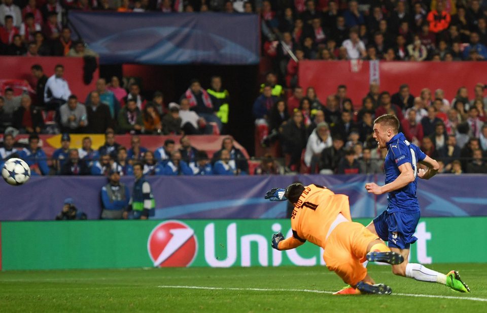 Vardy struck with 18 minutes remaining to give his side hope of qualifying for the last eight