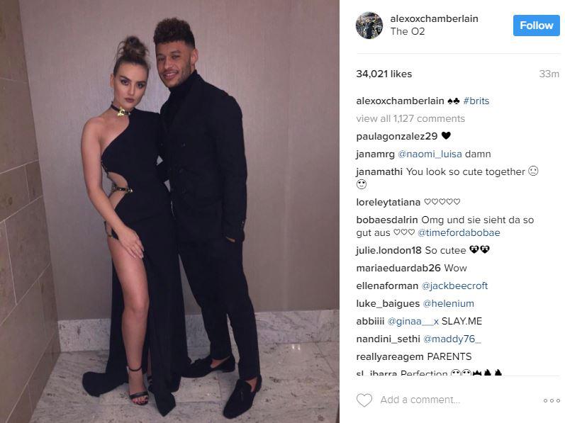  Loved up . . . Arsenal ace Ox posted cute snap of the pair from the bash