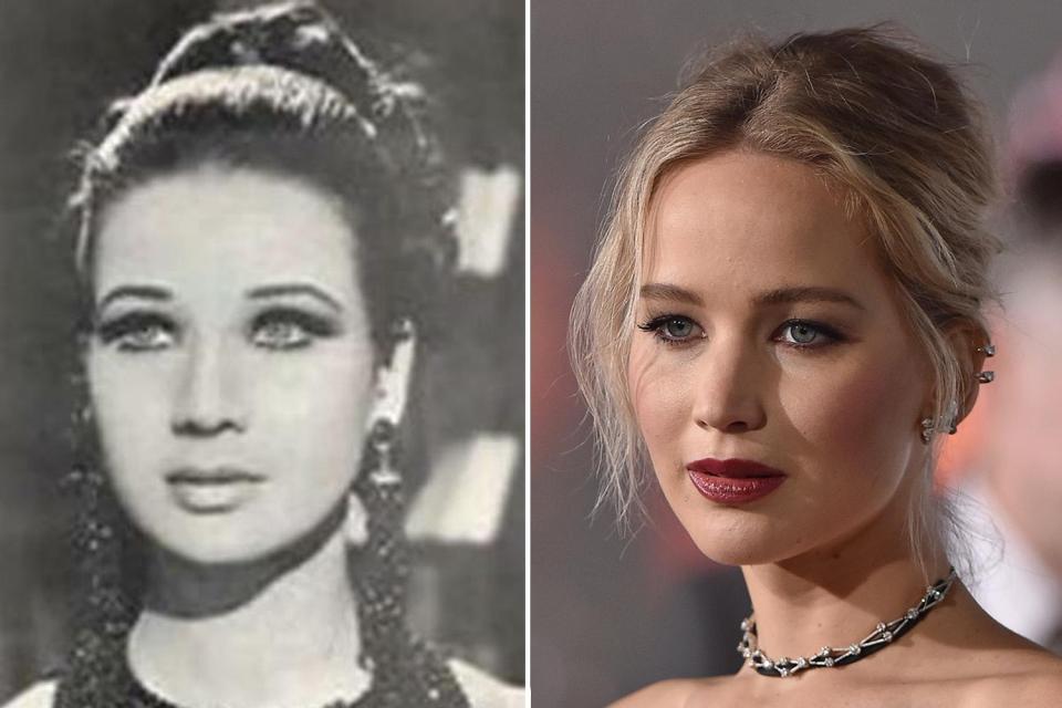  Egyptian actress Zubaida Tharwat, left, looks exactly like Jennifer Lawrence, right