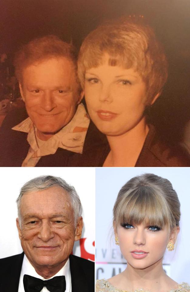  This person's grandparents, top, look just like Hugh Hefner and Taylor Swift