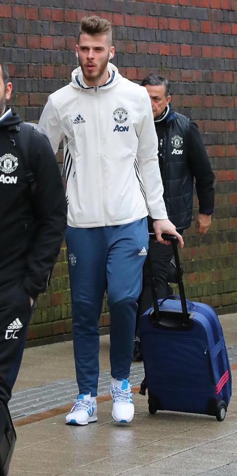 David De Gea appeared to be relaxed as he made his way to the train