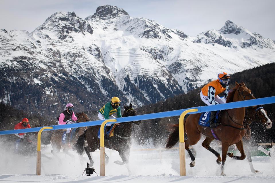  Racing takes place on the frozen lake track at St Moritz every year