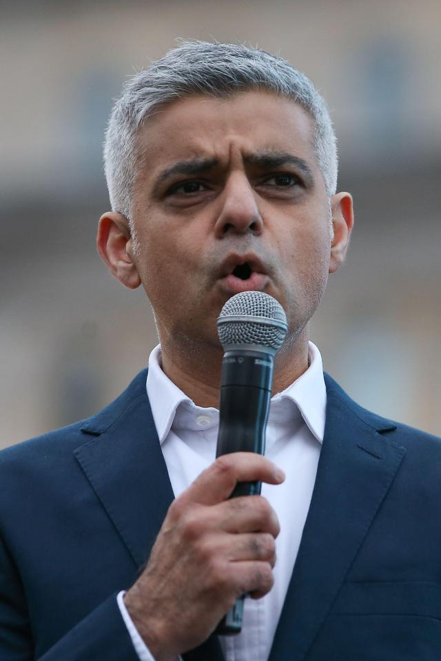  London Mayor Sadiq Khan addressed the crowds in the capital, yelling at one point that 'Trump cant silence me'