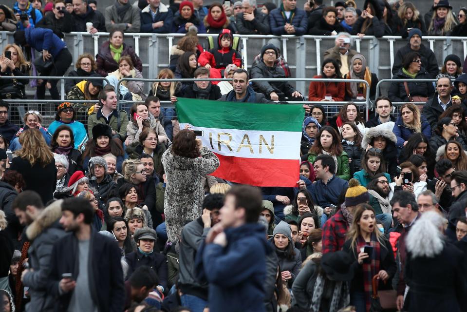  Iran flags were waved in Trafalgar Square during the screening - the country is one of the seven included in travel ban