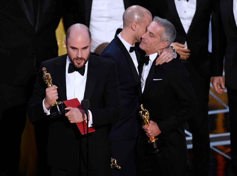  Two of La La Land's producers had given their acceptance speeches before having to handover to the team behind Moonlight