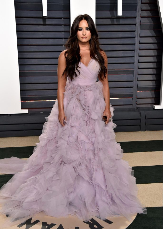  Demi Lovato was a vision in her long lilac feathered frock