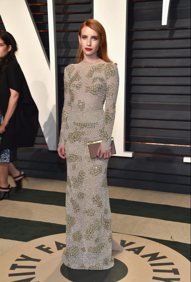  Emma Roberts sparkled in her crystal-encrusted frock...