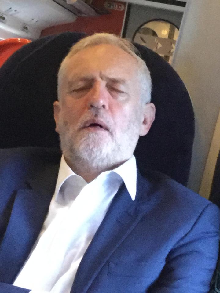  The Labour leader was snapped asleep on a train from London to Stoke on Trent