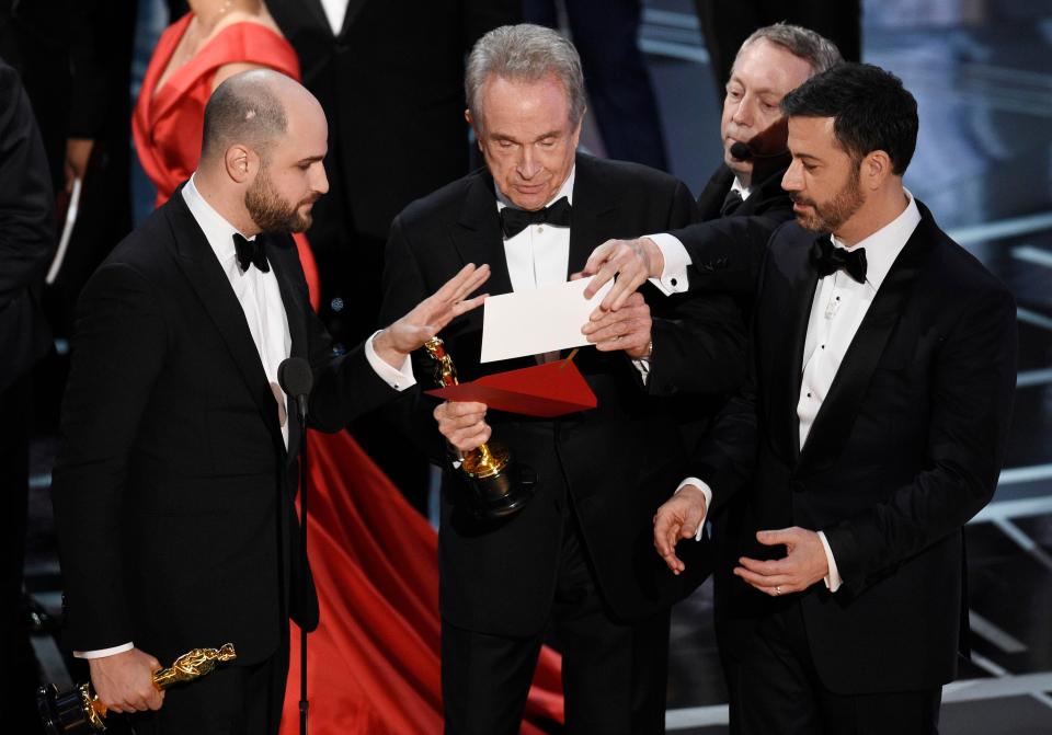  The Oscars on Sunday night were marred by a major gaffe which saw La La Land wrongly announced as winner of Best Picture