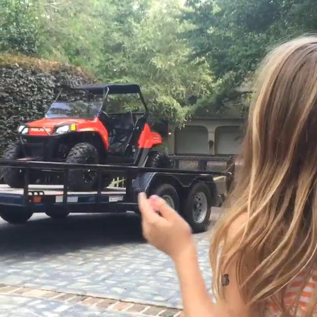  Maddie is pictured being given a ATV on her seventh birthday