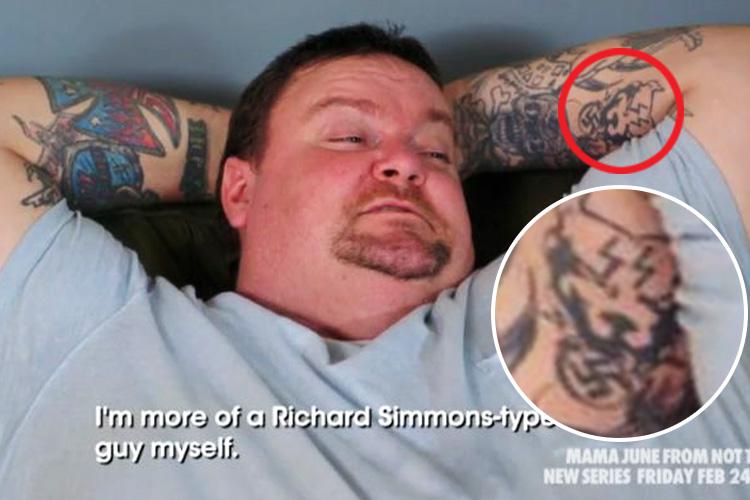  Shifting the tattoo around, it seems that he has a tattoo of a NAZI DOG