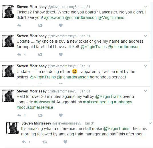  Steve live tweeted his ordeal after he was challenged by by a ticket inspector