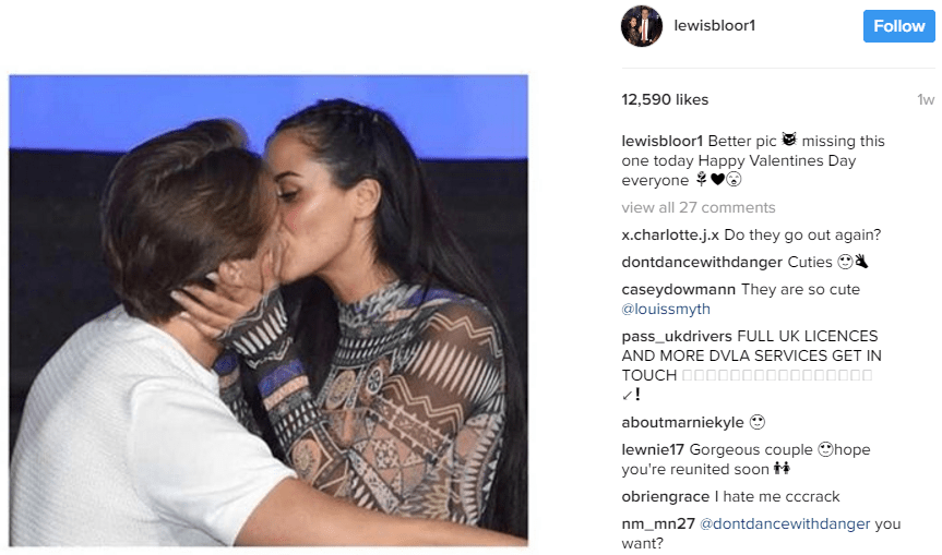 Lewis posted this tribute to Marnie Simpson just hours before he begged another woman to spit vodka in to his mouth