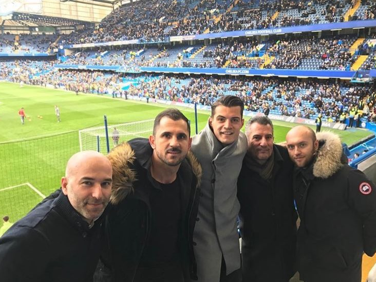  Xhaka seems happy enough as he poses with fans