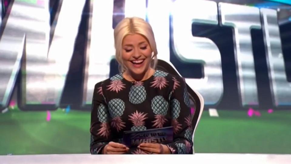  Holly Willoughby was in fits of giggles as she was the subject of a cheeky joke on Play to the Whistle