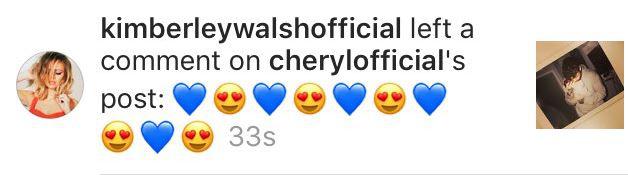  Kimberley Walsh sent her friends heart eyed emojis in congratulations