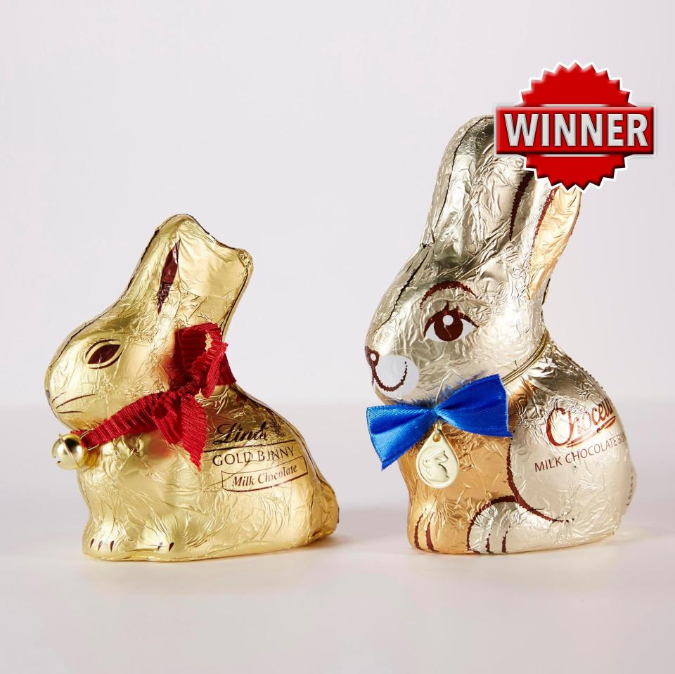  Aldi’s chocolate bunny is just as creamy, chocolatey and smooth but wins for being a fraction of the price